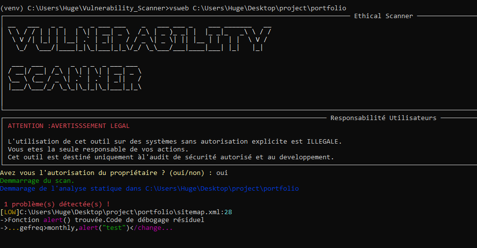 Full screenshot of the Vulnerability Scanner project.
